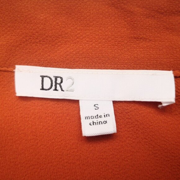 DR2 Ladies Size Small Orange Straight Fit Cap Sleeves V-neck w/ Tie Blouse - Picture 3 of 8